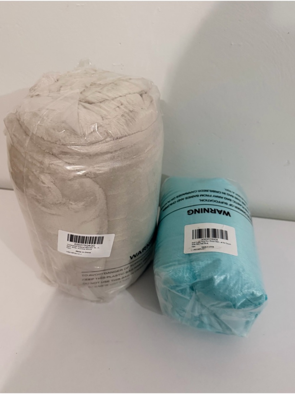 Neutral Beige and Aqua Packaged Throws - Set of 2 Blankets Cozy